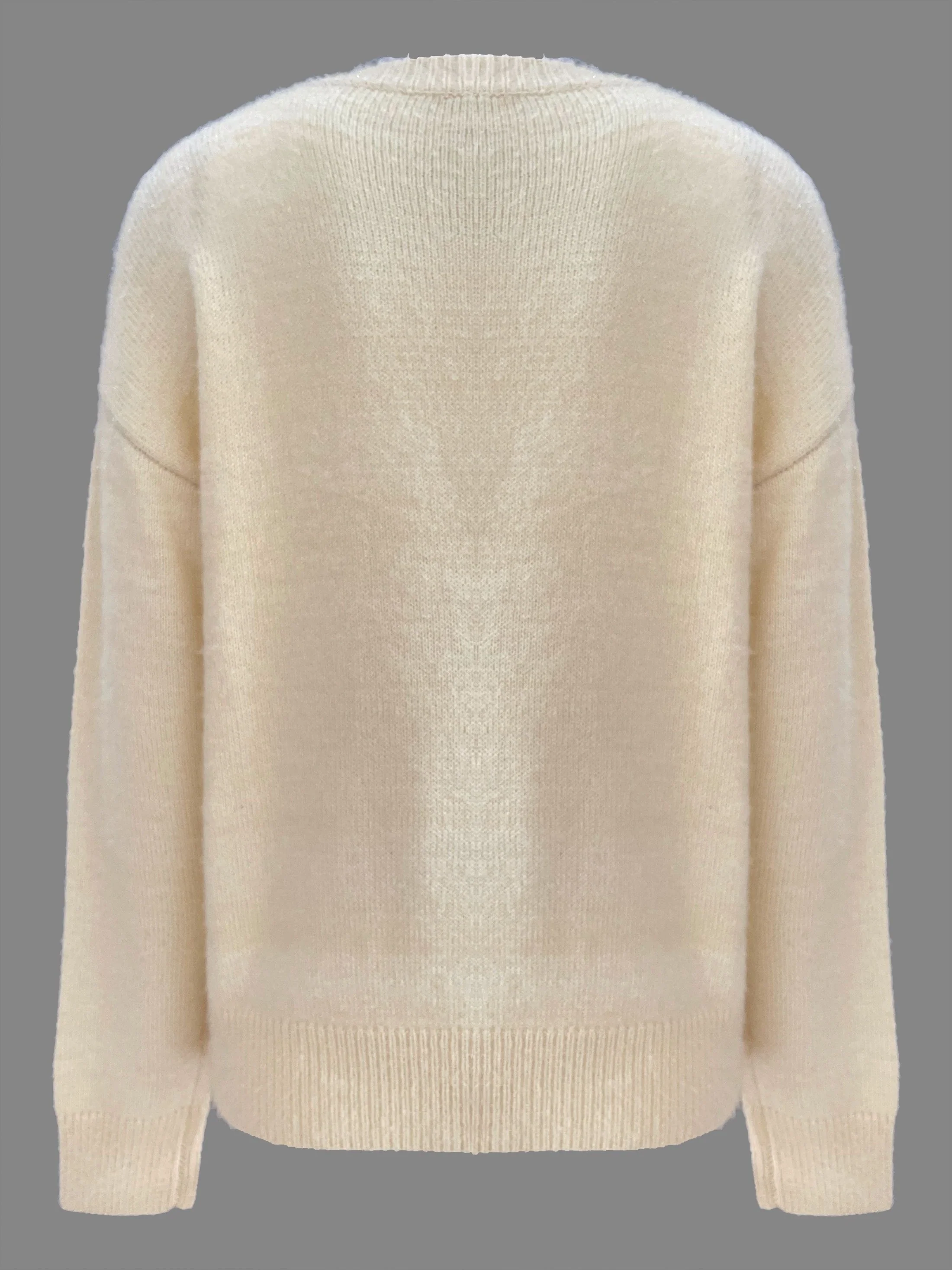 Embroidered Snowflake Crew Neck Knitted Sweater, Casual Long Sleeve Pullover Sweater, Women's Clothing - Deanwangkt