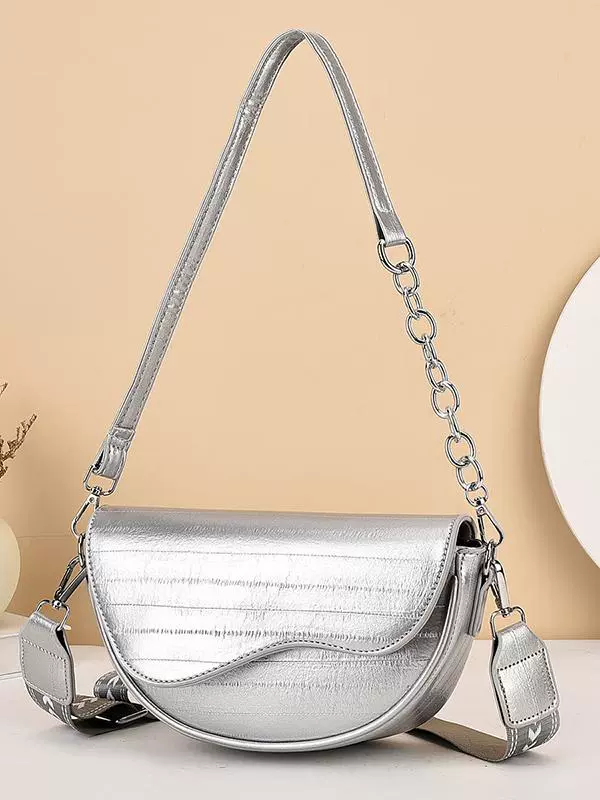 Women's bag popular new fashion versatile light luxury chain bag solid color commuting temperament single shoulder messenger bag women - Deanwangkt