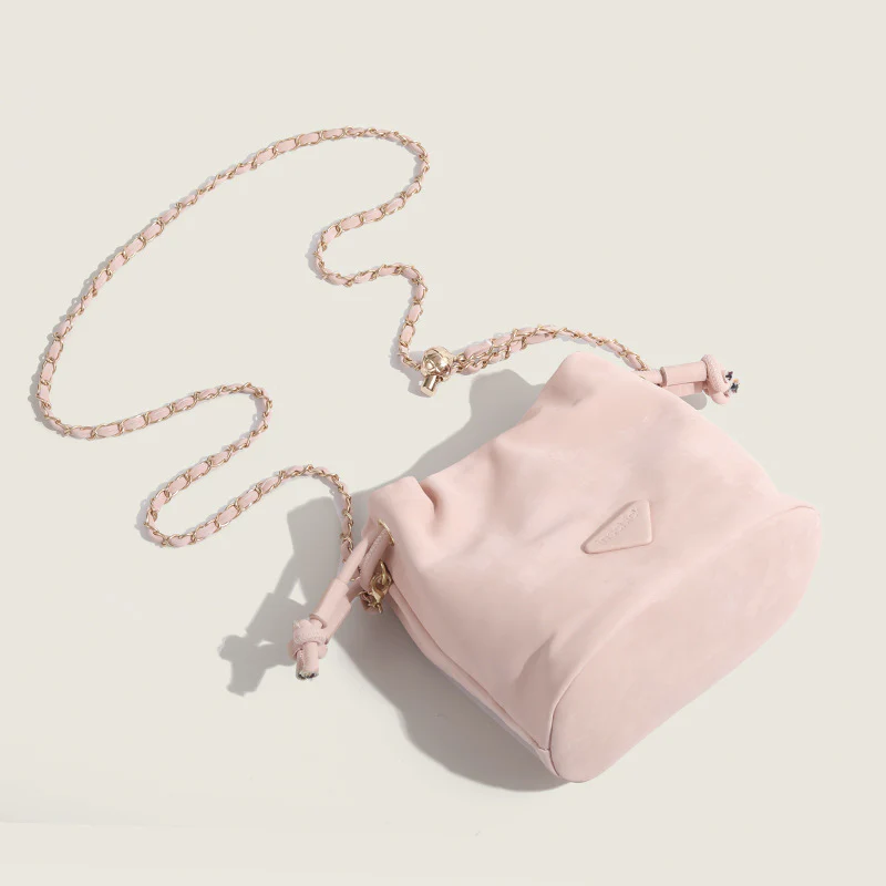 DEANWANGKT 2025 Puff Pump with Bucket Bag Women's  Fashion Pink Chain One Shoulder Crossbody Bag ins Hot Style Simple Cloud Bag - Deanwangkt