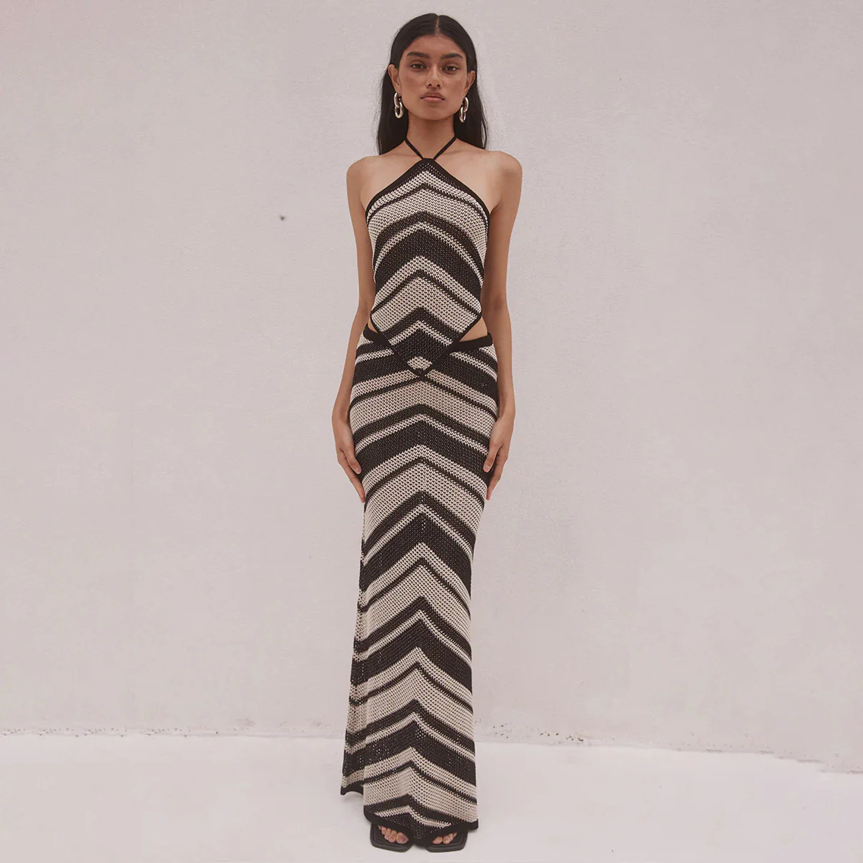 sexy style neck irregular contrasting color wool skirt suit women's two-piece set lazy fashion suit high sense - Deanwangkt