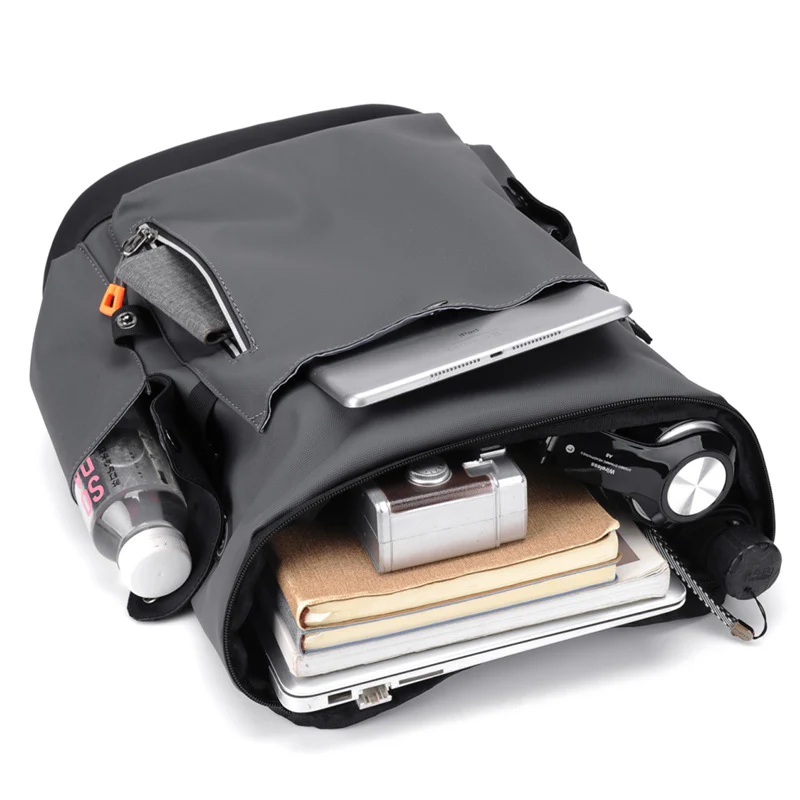 Leather Pu Backpack Trendy Cool Men's and Women's Backpack College Student Flip Schoolbag Multi-Functional Personalized Computer Backpack - Deanwangkt