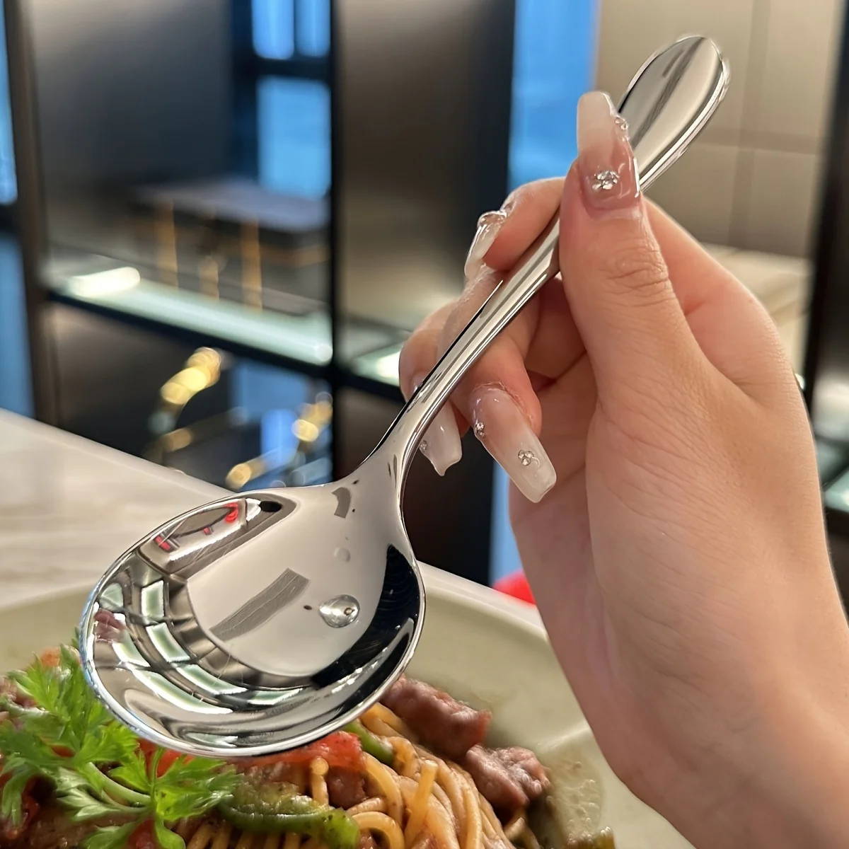 Elegant 4pcs Stainless Steel Serving Spoons Set - Perfect for Buffets, Family Gatherings & Banquets - Deanwangkt