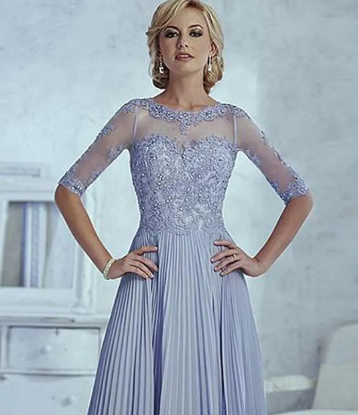 Elegant Mother of the Bride Dresses Half Sleeve Appliques Fashion Custom made Elegant Women A line Wedding Party Dress - Deanwangkt