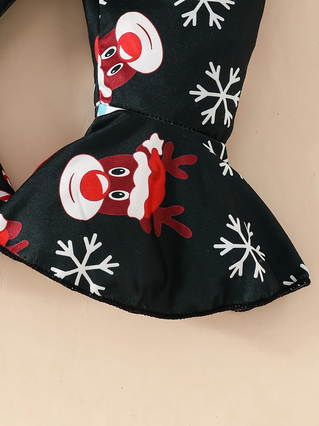 Christmas Letter Print Long Sleeve Shirt + Trumpet Pants + Headscarf Three-piece Set, Perfect for Outdoor - Deanwangkt