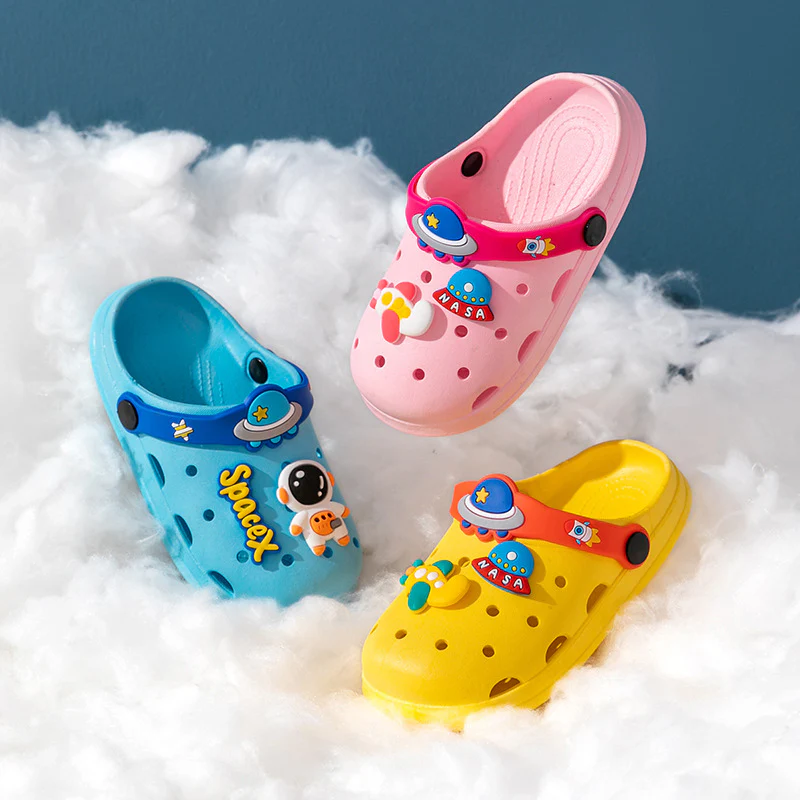 DEANWANGKT New Astronaut Children's Hole Shoes Summer Boys and Girls Baby Closed Toe Eva Sandals Two-Way Children's Sandals - Deanwangkt