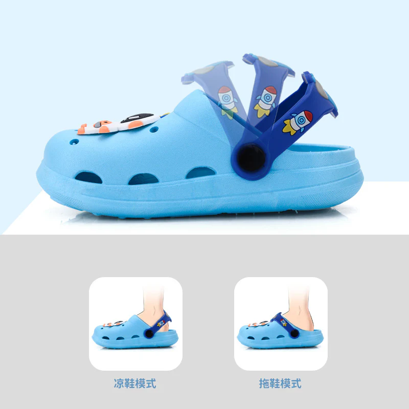 DEANWANGKT New Astronaut Children's Hole Shoes Summer Boys and Girls Baby Closed Toe Eva Sandals Two-Way Children's Sandals - Deanwangkt