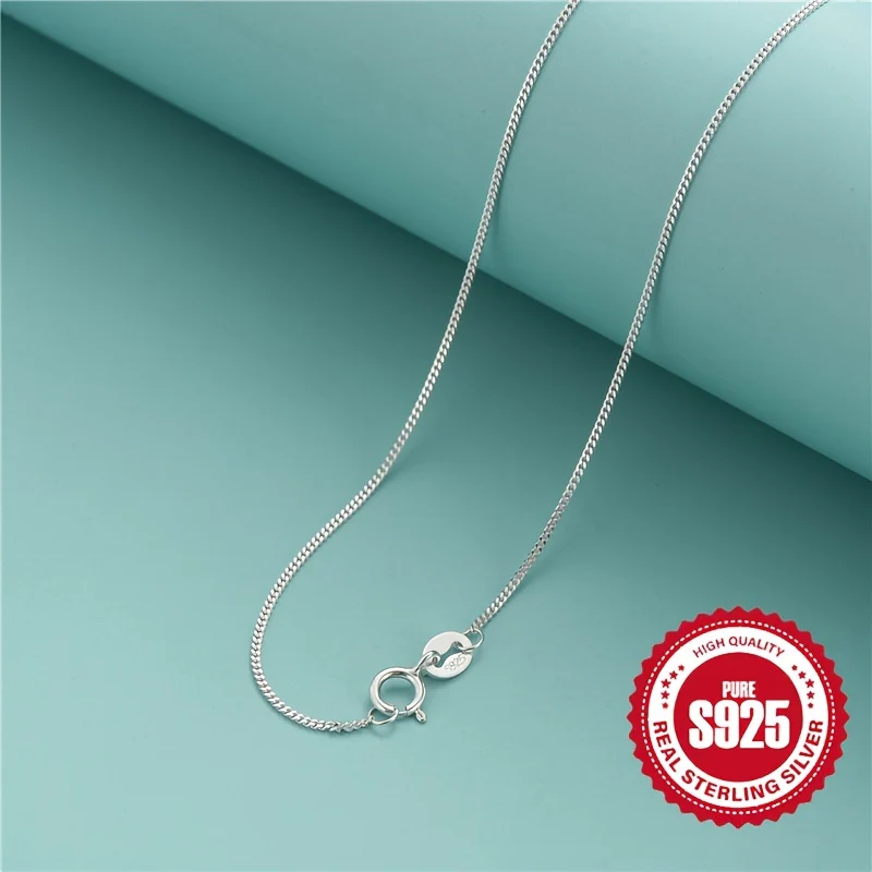 925 Sterling Silver Simple Chain Necklace Minimalist Style Hypoallergenic Chain Neck Jewelry - Deanwangkt
