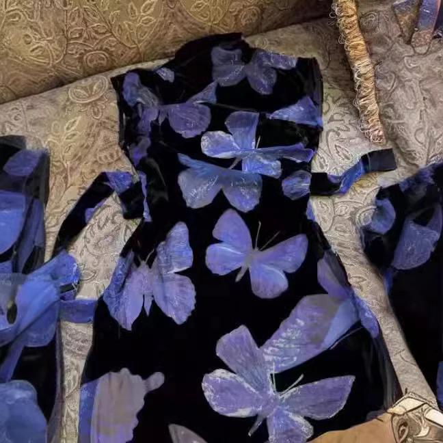 2025 National style cheongsam dress women's popular new retro temperament waist split dress - Deanwangkt