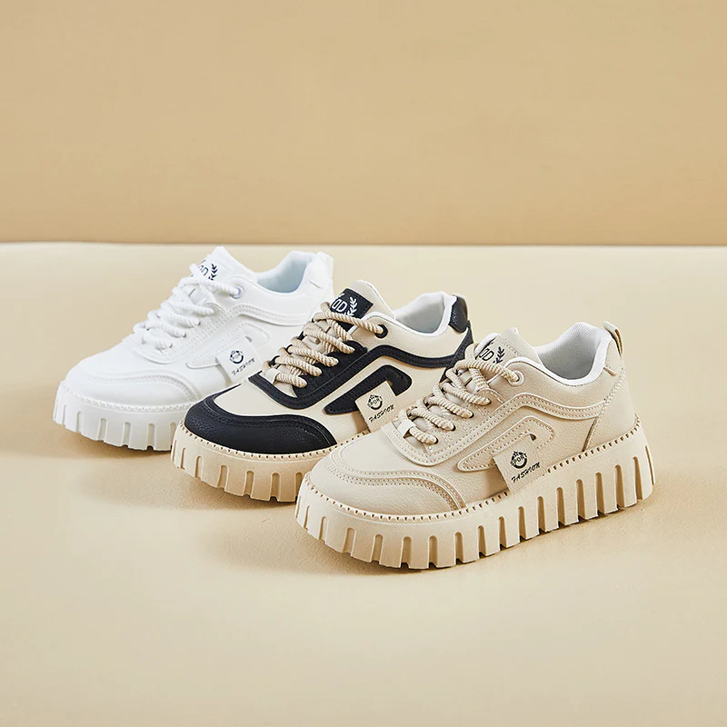 2025 spring little white shoes new Korean version ins female students platform heightening sports board shoes casual street shooting T78-9 - Deanwangkt