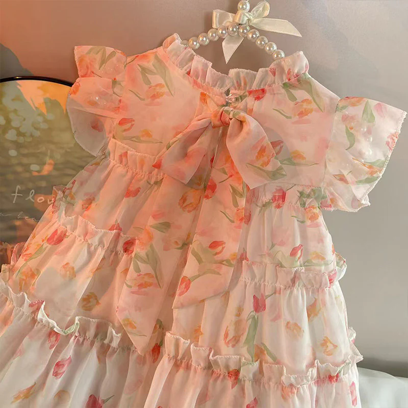 Girls' Dress 2025 Summer New Children's Fashion Floral Skirt Children Princess Dress Baby Fairy Skirt - Deanwangkt