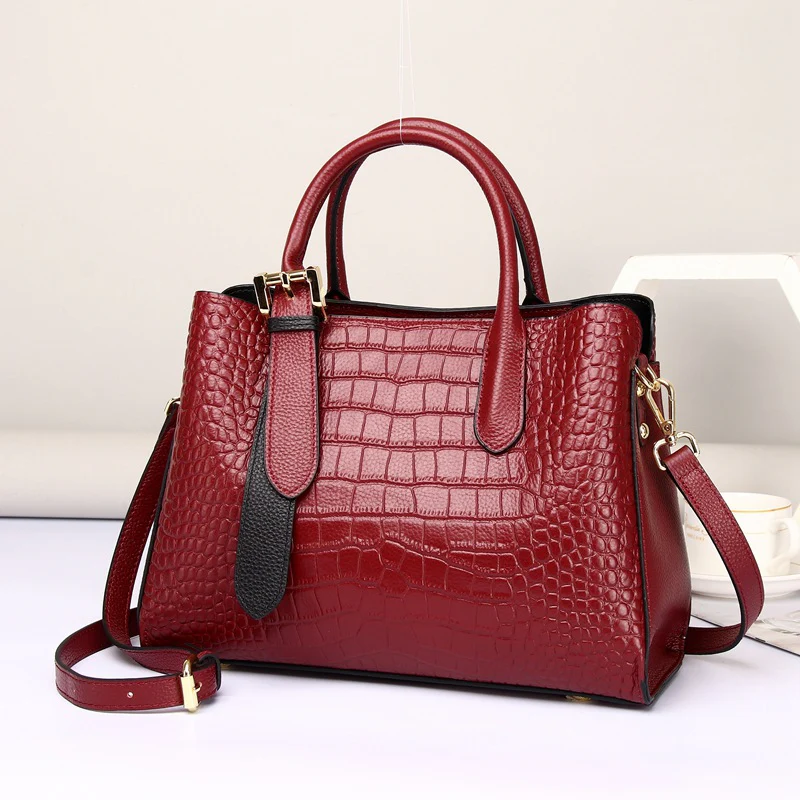 Fashion women's bag leather crocodile pattern Princess Diana bag  new messenger handbag simple and versatile shoulder bag 6058 - Deanwangkt
