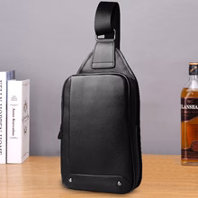 deanwangkt  Cross-Border Fashion Casual Men's Messenger Bag Cowhide Trendy Business Backpack Men's Plaid Men's Chest Bag Genuine Leather - Deanwangkt