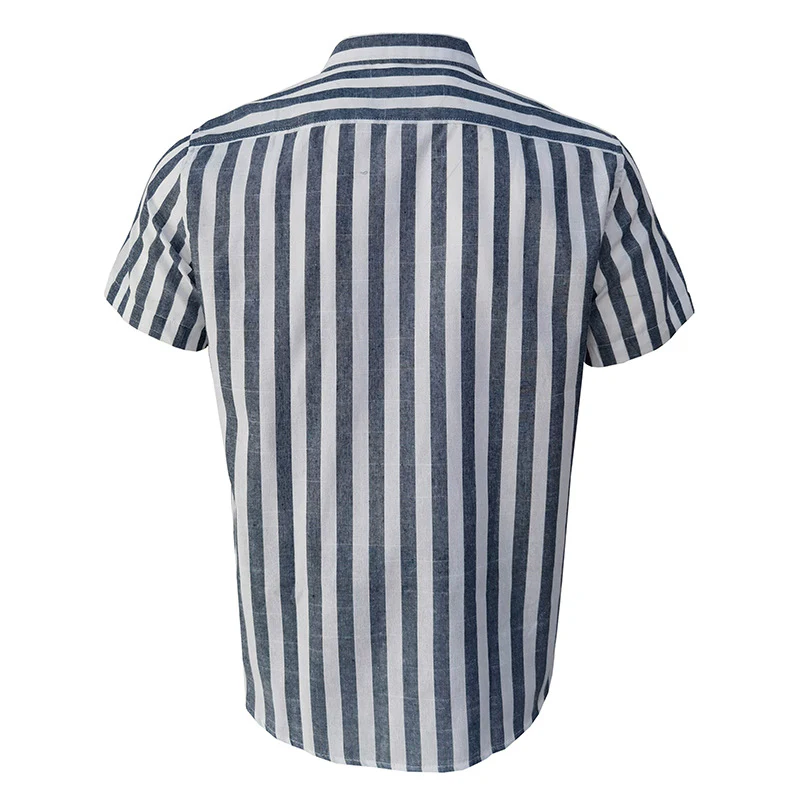 DEANWANGKT 2025 men's casual summer beach fashion short-sleeved striped dress shirt, New Popular trade Hawaiian shirt - Deanwangkt
