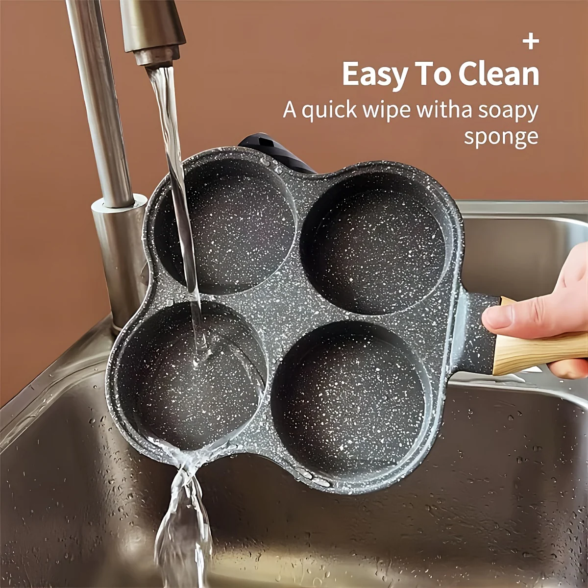 1pc 4-Cup Premium Non-Stick Egg Frying Pan - Effortless Food Release, Easy Cleaning, Durable Construction - Ideal for Cooking Fried Eggs, Burgers, Breakfast Pancakes, and More - Deanwangkt