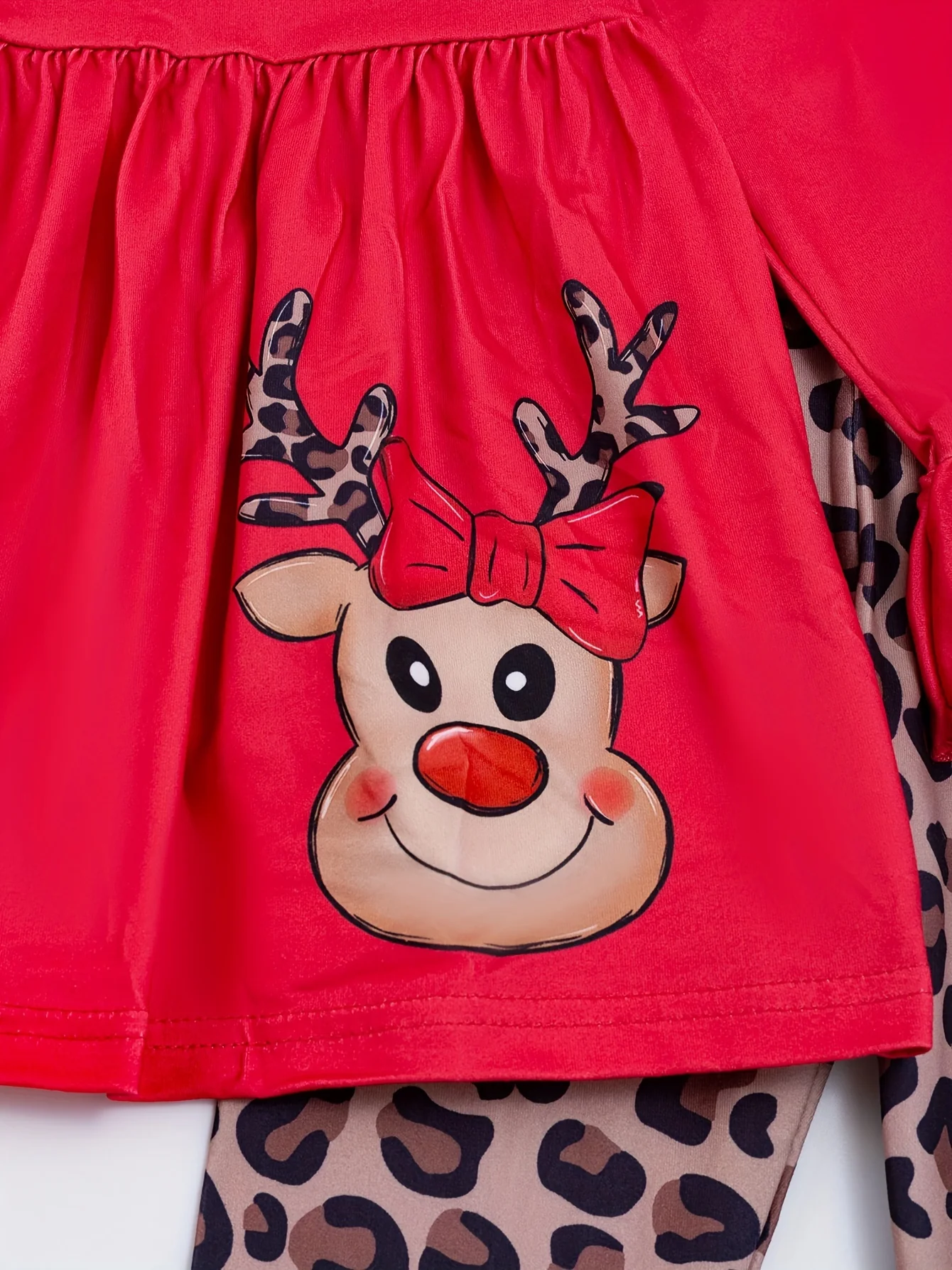 Christmas 2pc Cute Sets, Girls Santa Claus Print Flare Sleeve Top & Plaid Pants Kids Clothes For outdoor Party - Deanwangkt