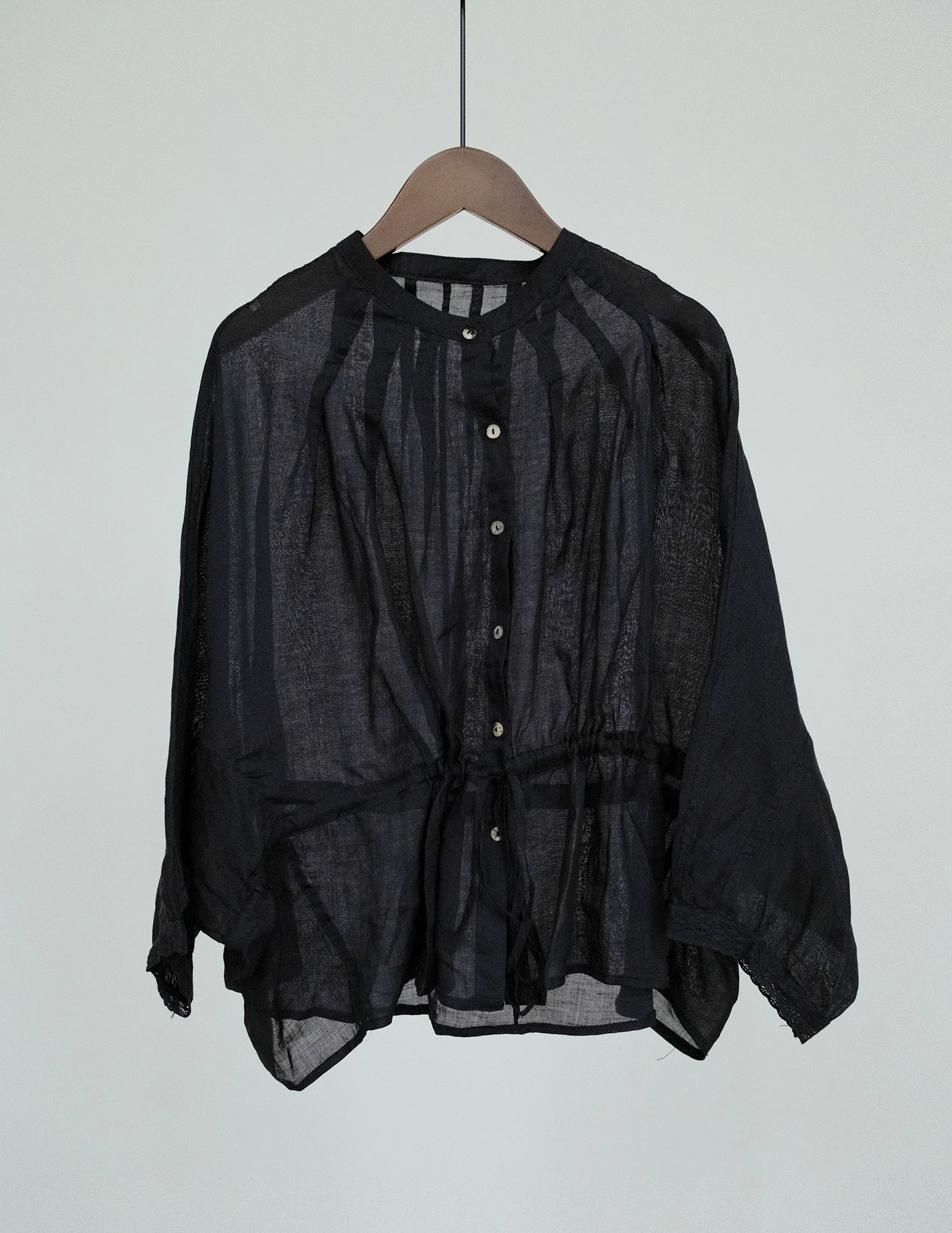 Literary casual bat-sleeved loose ramie shirt, versatile commuter transparent shawl sunshade top W23111 - Deanwangkt
