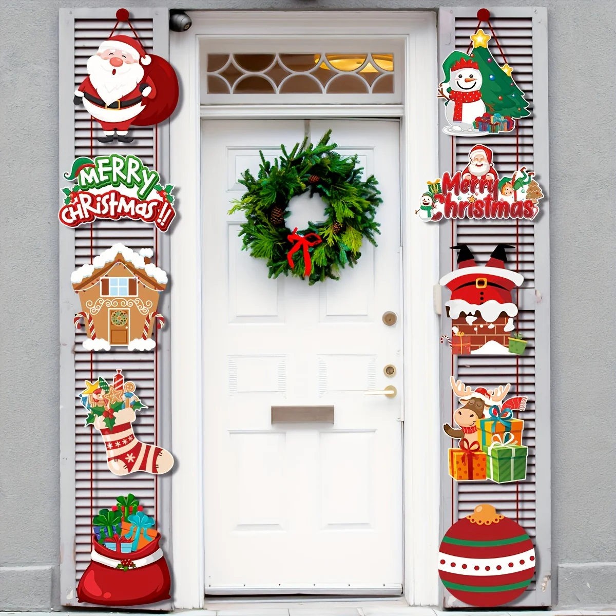 10pcs Christmas Party Decor Set - Festive Snowman & Socks Door Hangings, Polyester, No Batteries Required - Deanwangkt