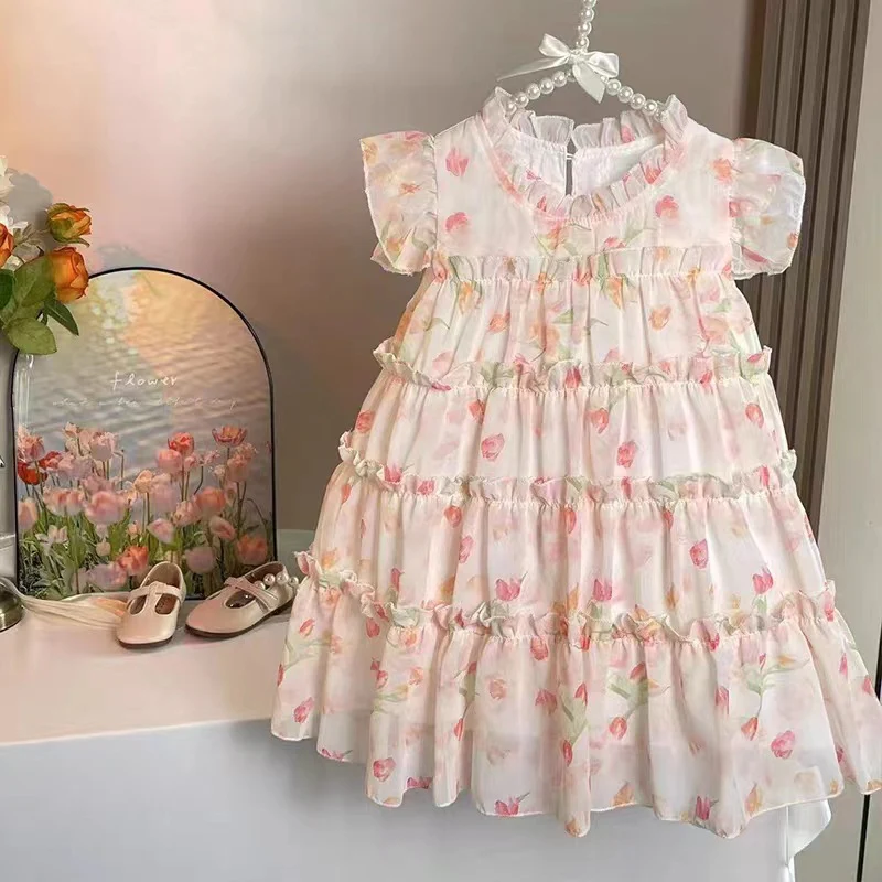 Girls' Dress 2025 Summer New Children's Fashion Floral Skirt Children Princess Dress Baby Fairy Skirt - Deanwangkt