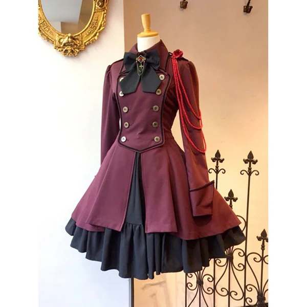 DEANWANGKT Wish Hot Medieval Renaissance Vintage Bow Long Sleeve Ruffled Cosplay Dress Mi1624 - Deanwangkt