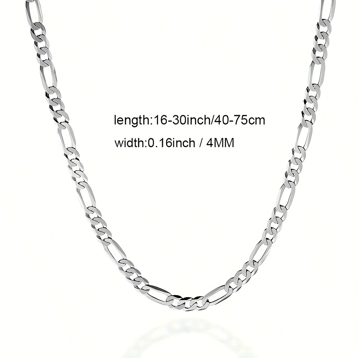 1PCS Figaro Chain Necklace - Durable Silver Plated, Timeless Classic Design, Adjustable 16-30 inches, Unisex Punk Hip Hop Jewelry for Men and Women - Unique Figaro Chain Link Design - Deanwangkt