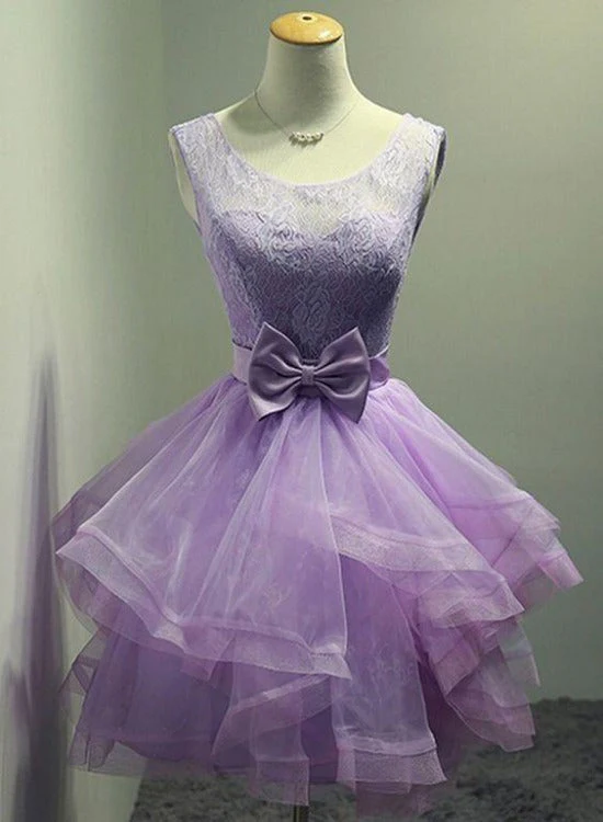 Solvbao Lovely Organza and Lace Purple Layers Short Homecoming Dress, Lavender Party Dresses - Deanwangkt