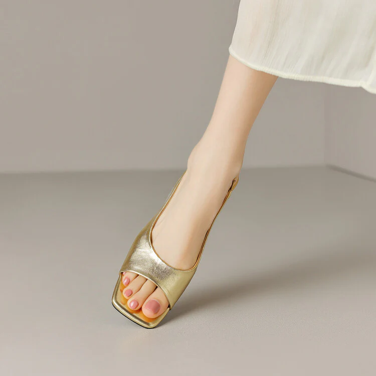 DEANWANGKT  Internet Hot New Gold Sandals  Summer New Women's Shoes Back Strap Korean Style Simple Fashion Silver Sandals - Deanwangkt