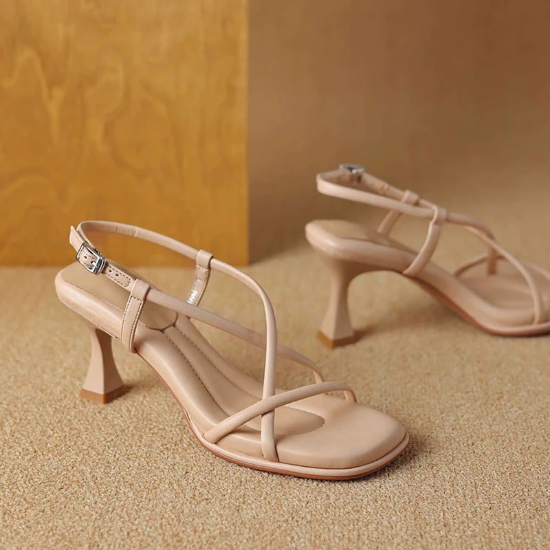 DEANWANGK  Summer New Sandals Women's Summer Wear Stiletto Heel Soft Bottom  Style Beautiful High Heels Wanwan Lei Style Gentle Shoes - Deanwangkt