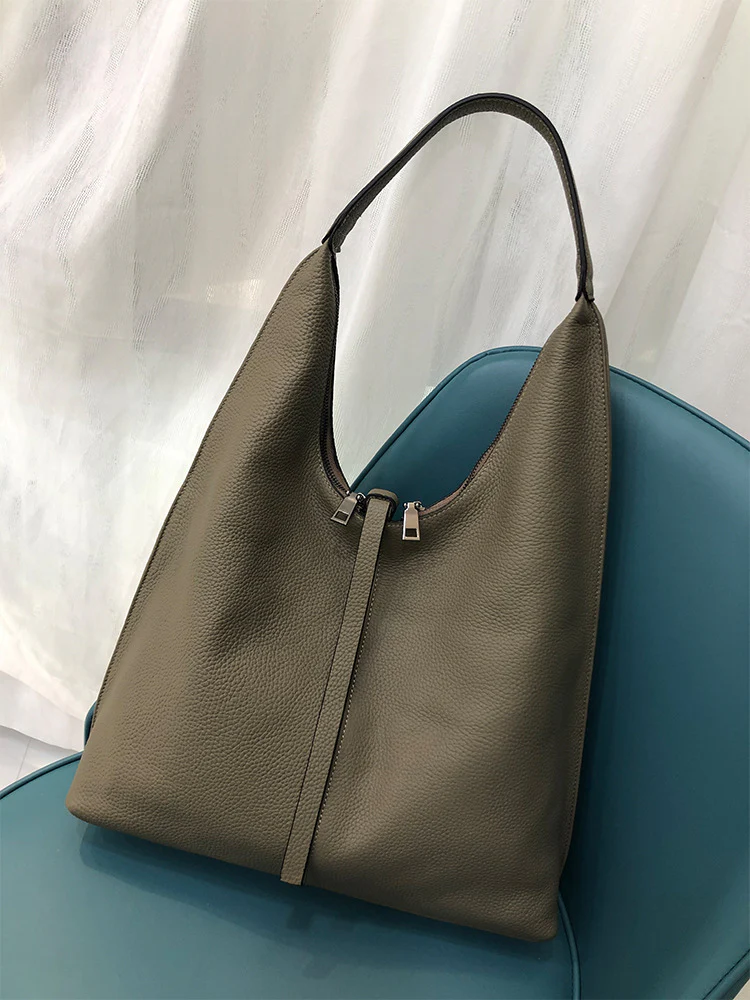 first-layer cowhide women's bag  new versatile shoulder bag genuine leather fashion messenger bag  large bag 5563 - Deanwangkt