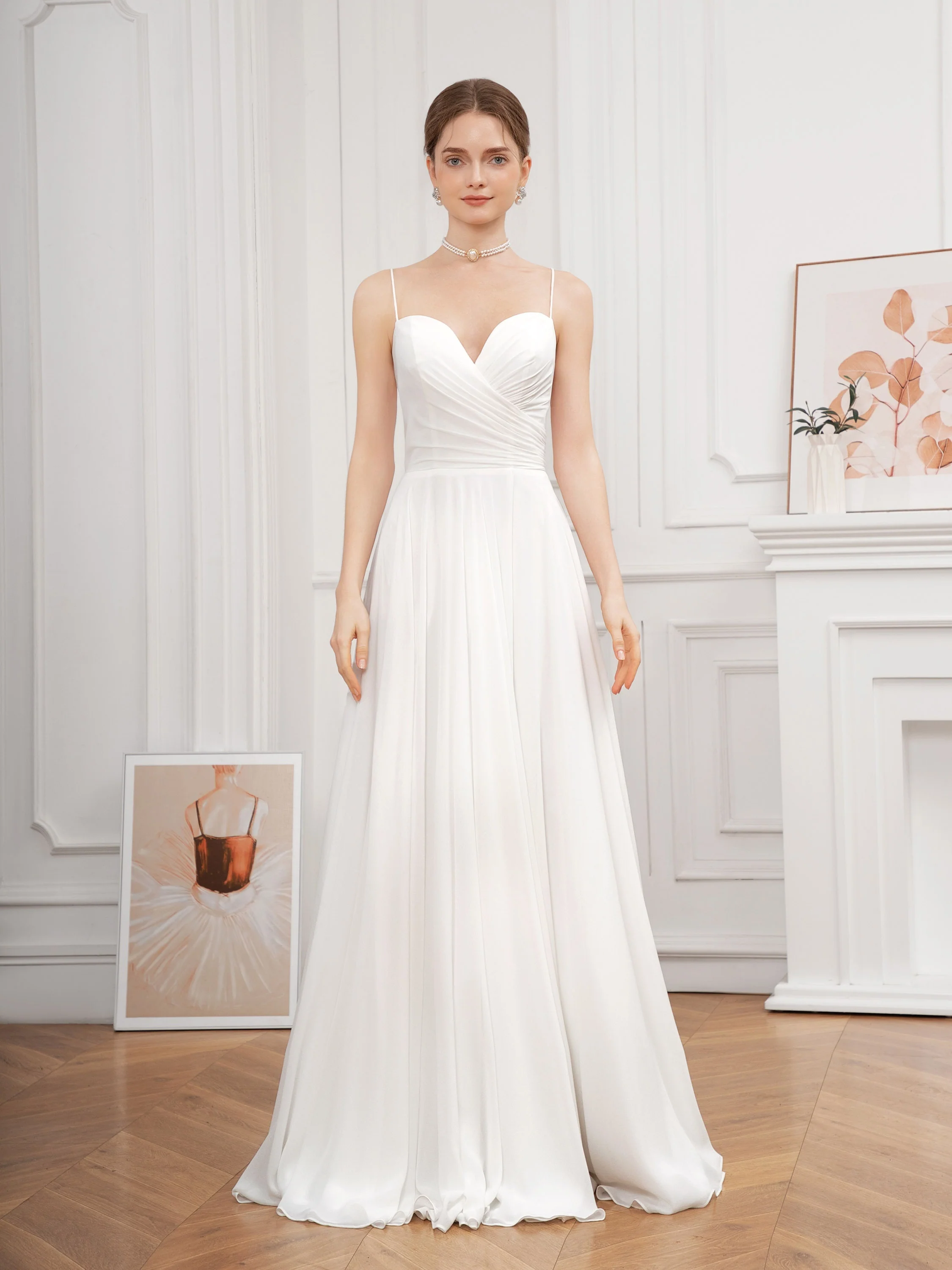 Exquisite Spaghetti Strap A-Line Wedding Dress - Delicate Design, Flattering Silhouette, Dramatic Split Front - Ideal for Wedding Party, Prom, or Formal Events, Womens Cloth Material - Deanwangkt