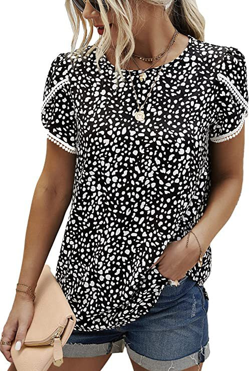 DEANWAQNGKT  Independent Station European and American Spring and Summer New Lace Patchwork Short-Sleeved T-shirt Bottoming Shirt Cross-Border Women - Deanwangkt