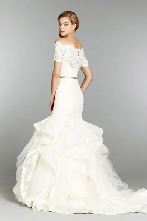 2015 Cheap Off Shoulder Lace Bolero Jacket Illusion Covered Button Jackets Bridal Shrug Bride Wraps Wedding Dress Accessories Shawl - Deanwangkt