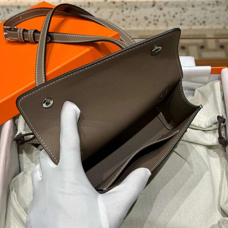 New Arrival Mid-Ancient Crossbody Bag Snapwallet18cm Small Square Bag Palm Print Genuine Leather One Shoulder Phone Bag - Deanwangkt