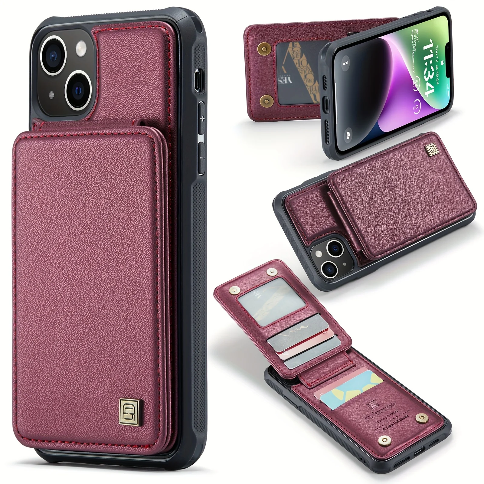 Durable Phone Case with Card Wallet & Anti-theft Compartment - For Couples - Secure Fit for iPhone 14 Pro Max, 12 mini, 11 Pro - Car Mount Ready - Deanwangkt