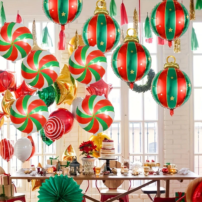 8pcs Colorful Christmas Ornament Balloons - Aluminum Foil, Perfect for Holiday Party Decorations & Gifts Holiday Decorations - Deanwangkt