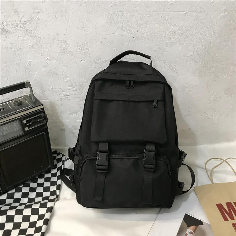 deanwangkt  Trendy Cool Workwear Solid Color Large Capacity Schoolbag Korean Fashion Simple Casual Men's Backpack College Students' Backpack Women - Deanwangkt
