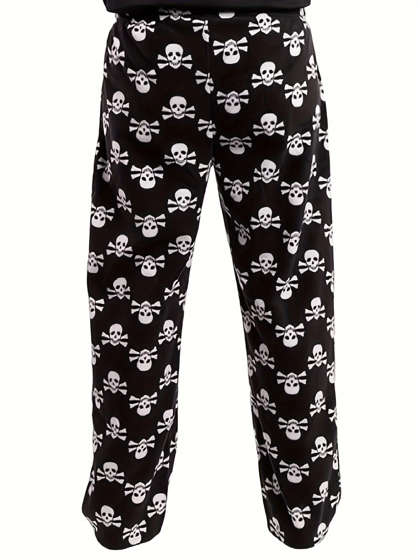Men's Skull Pattern Casual Comfy Pants, Loose Stretchy Home Pajamas Bottom - Deanwangkt
