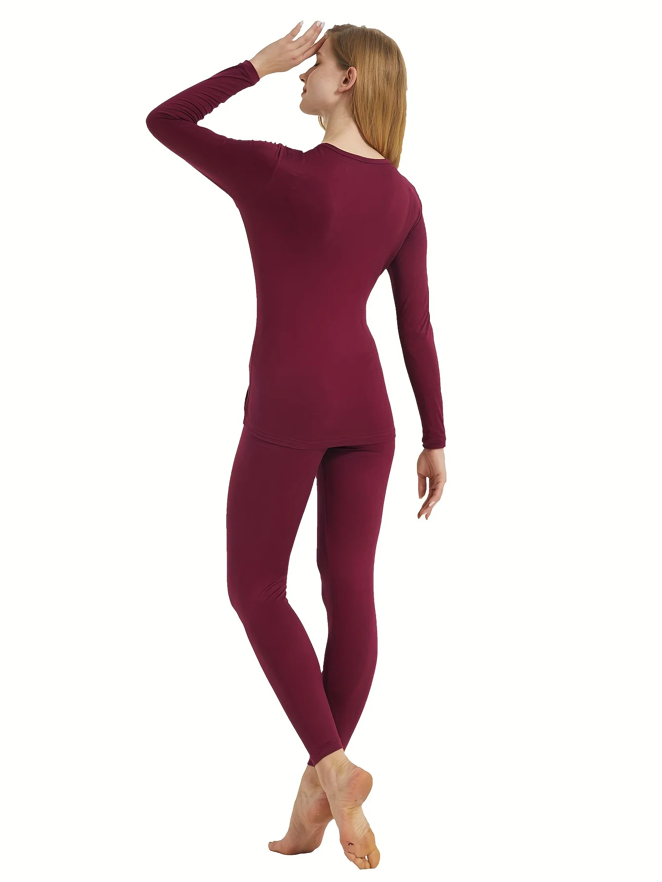 Ultra-Soft Seamless Thermal Underwear Set - Long Sleeve Crew Neck Tops & Cozy Pants for Women - Perfect for Lounging Around or as Underwear - Deanwangkt