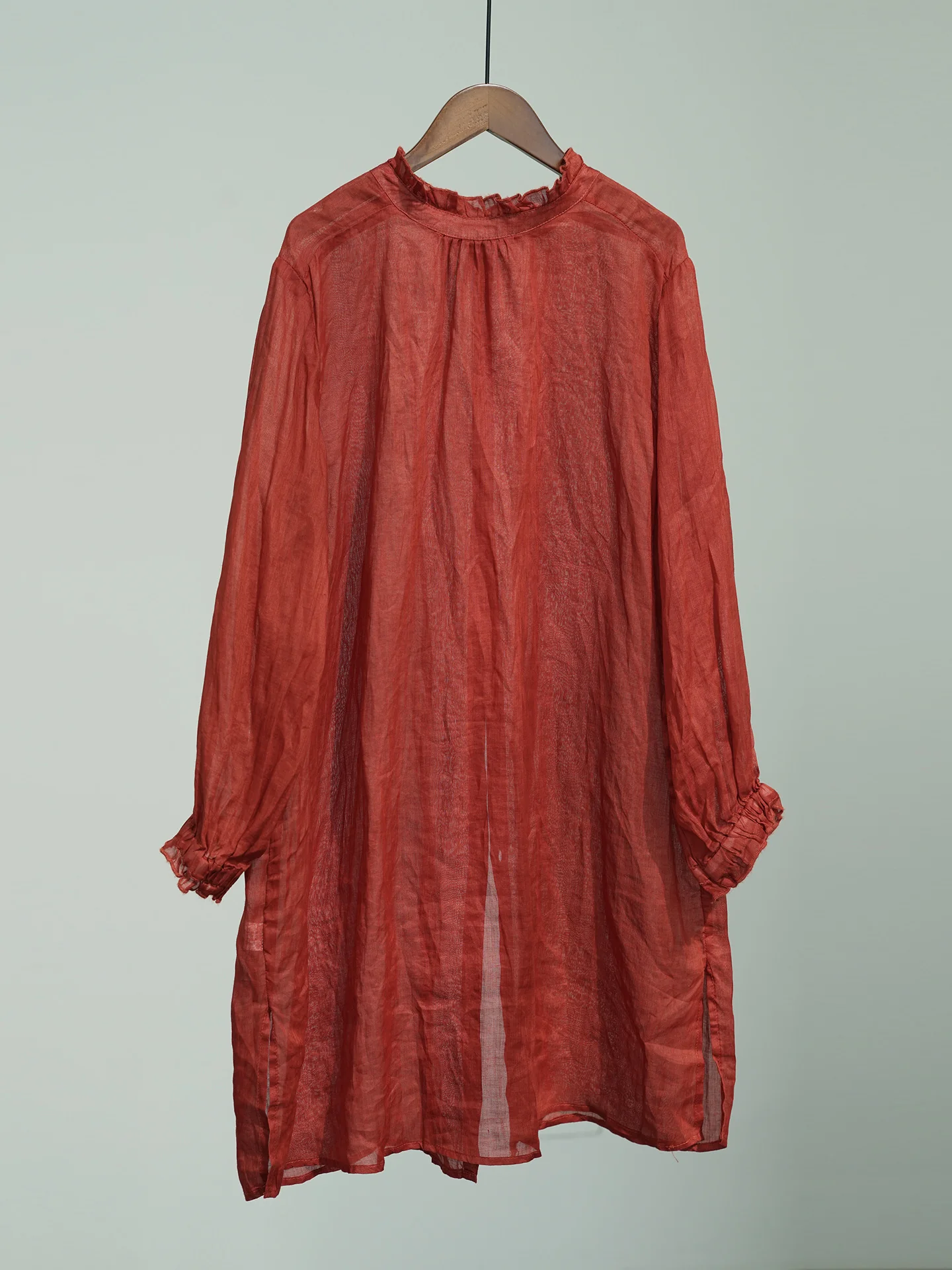 Original retro literary lace collar loose ramie long shirt, summer sunshade clear two wear cardigan W25050 - Deanwangkt