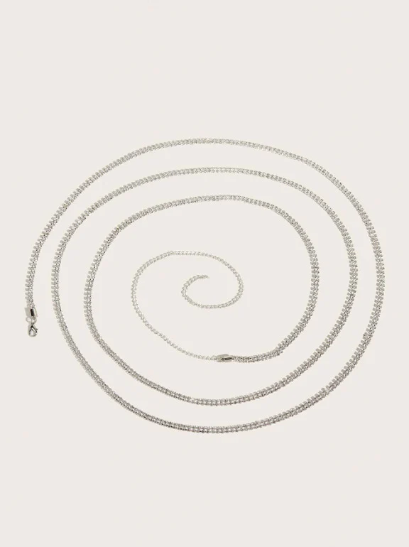 2025  2491 New hot-selling sexy rhinestone inlaid diamond chain rhinestone double row diamond chain three-layer waist chain belt body chain - Deanwangkt