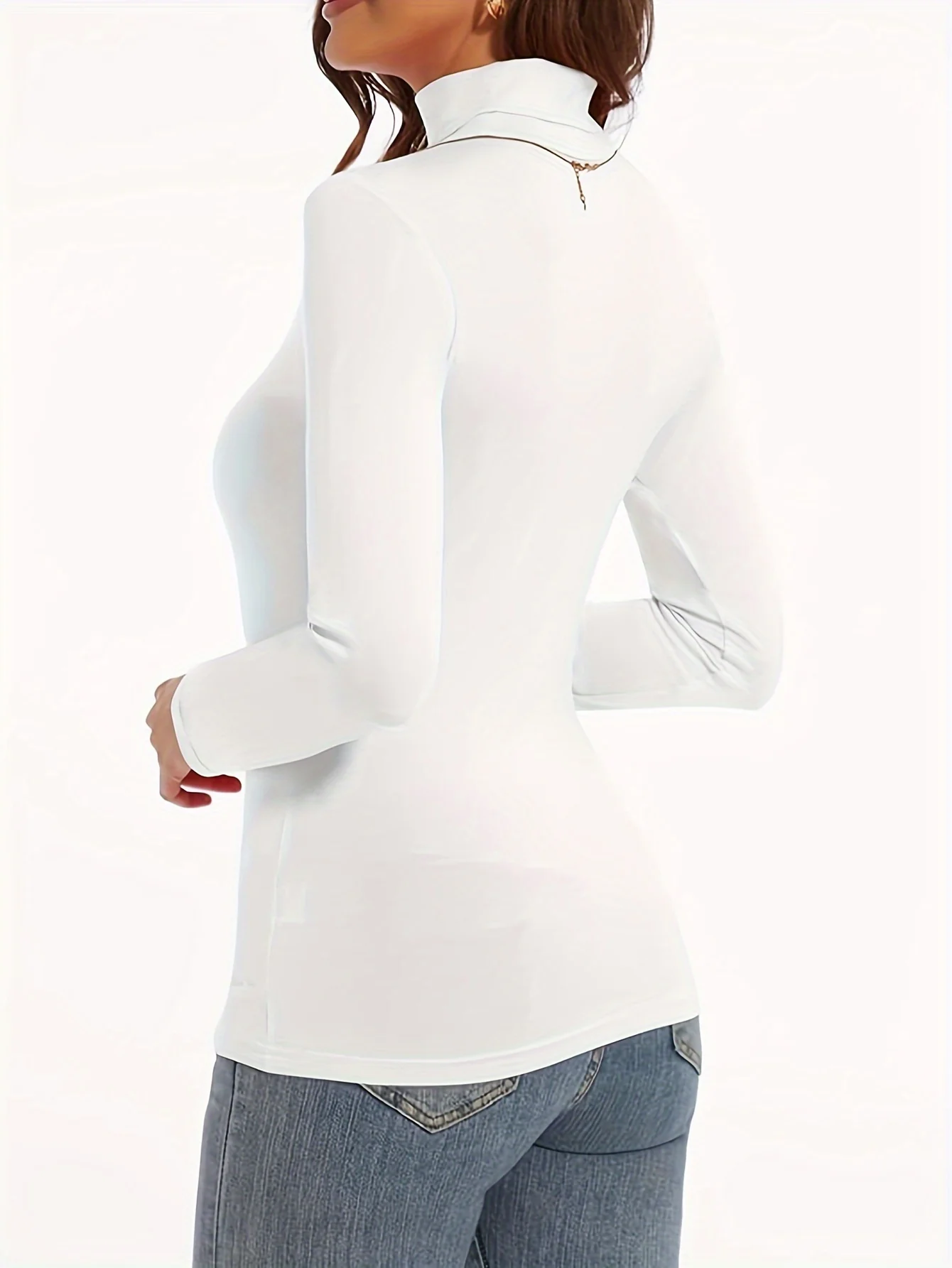 Thermal Long Sleeve High Neck Top - Women's Slim Fit Thermal Underwear for Fall & Winter - Plush Lined, Soft, Breathable, and Warm - Deanwangkt