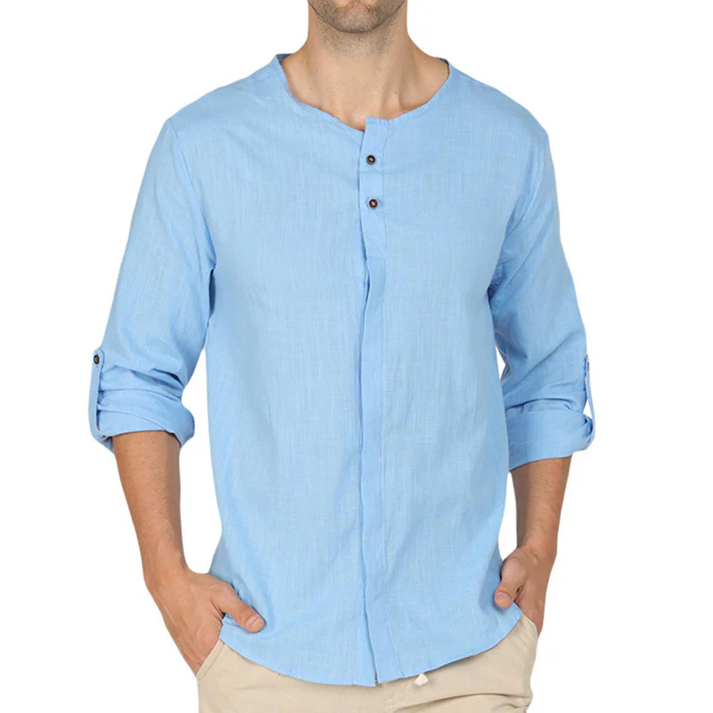 DEANWANGKT 2025 Popular trade new  men's cotton and linen shirts  popular casual linen long-sleeved shirts men's autumn and winter - Deanwangkt