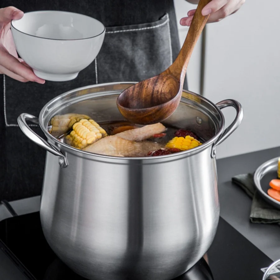 1pc Extra Large Stainless Steel Stock Pot - Perfect for Hearty Soups & Stews, Durable & Effortless Clean - Your Indispensable Kitchen Companion - Deanwangkt