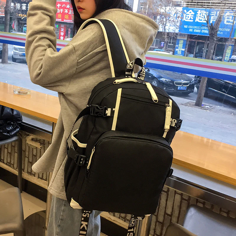 deanwangkt Cross-Border  New USB Backpack College and Middle School Student Backpack Student Schoolbag - Deanwangkt