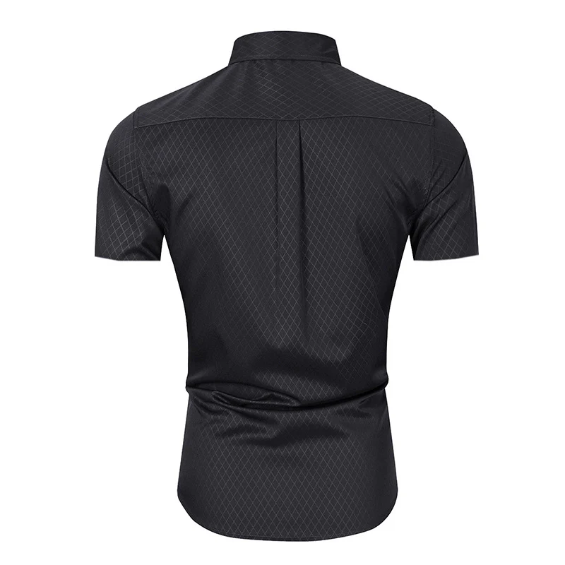 DEANWANGKT 2025 Hot trade men's short-sleeved shirt  new business high-end men's clothing  formal wear non-ironing men's shirt - Deanwangkt