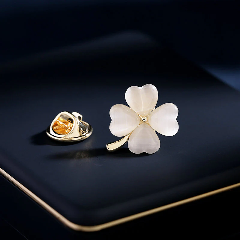 2025 Suit accessories fixed clothes waist multi-purpose lancet anti-light opal lucky grass brooch collar pin - Deanwangkt