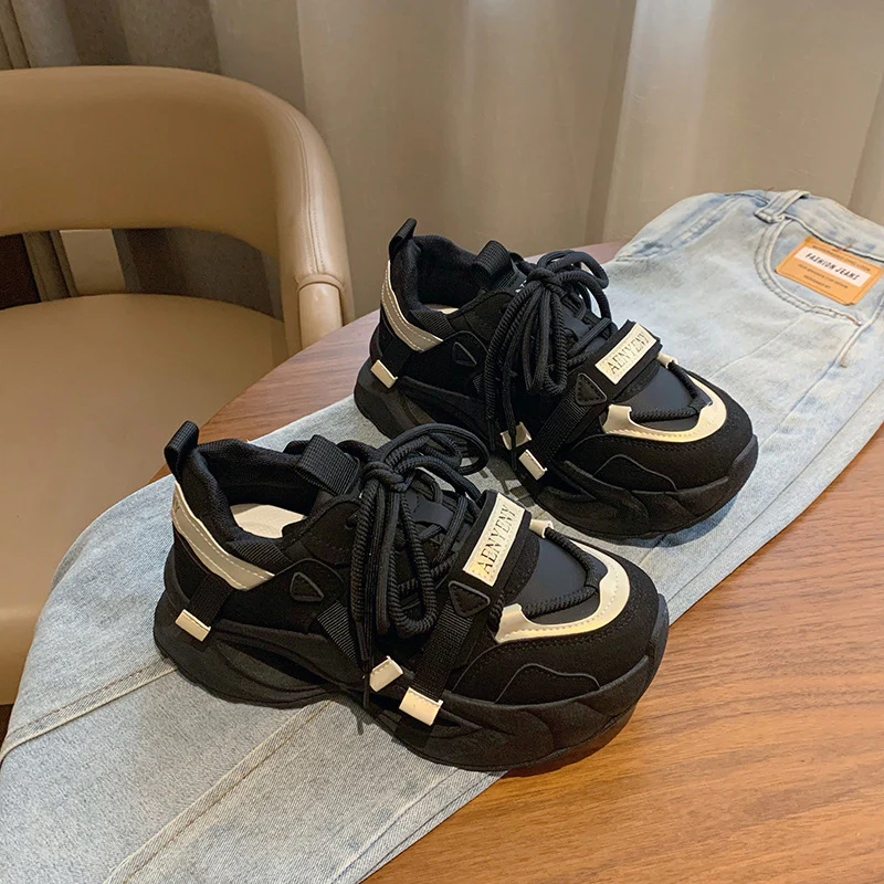 2025 ins Korean version of the new dad shoes girl  spring student running sports platform heightening casual shoes FB7703 - Deanwangkt