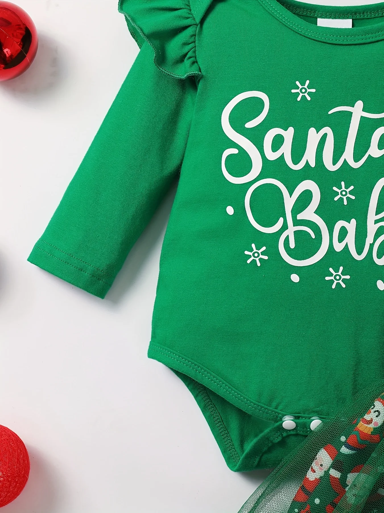 Baby Girls Adorable Christmas Outfit Infant Long Sleeve Romper & Snowman Print Tulle Dresses Outdoor Set Festival Party Dress Up - Deanwangkt