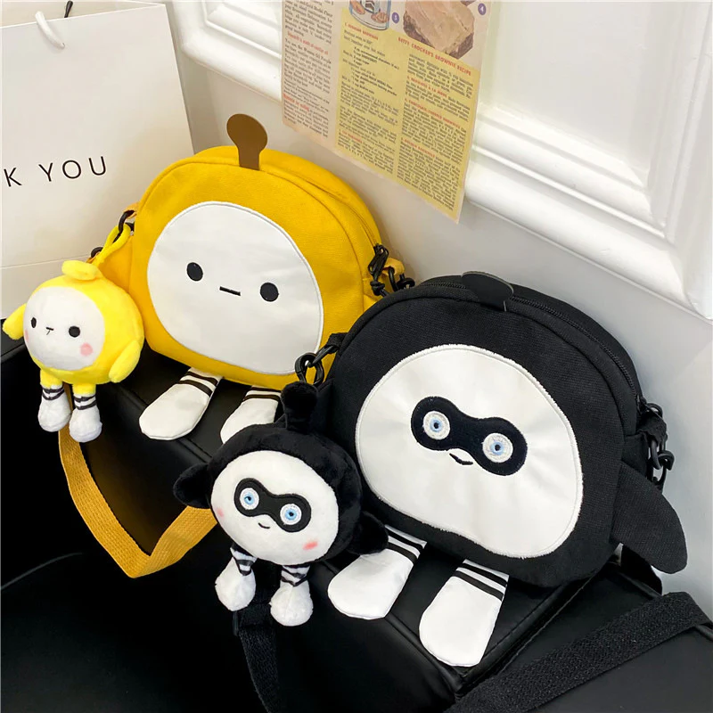 Egg Puff Bag New Cartoon Egg Puff Party Bag Canvas Bag Shoulder Messenger Bag Canvas Bag Casual Bag - Deanwangkt
