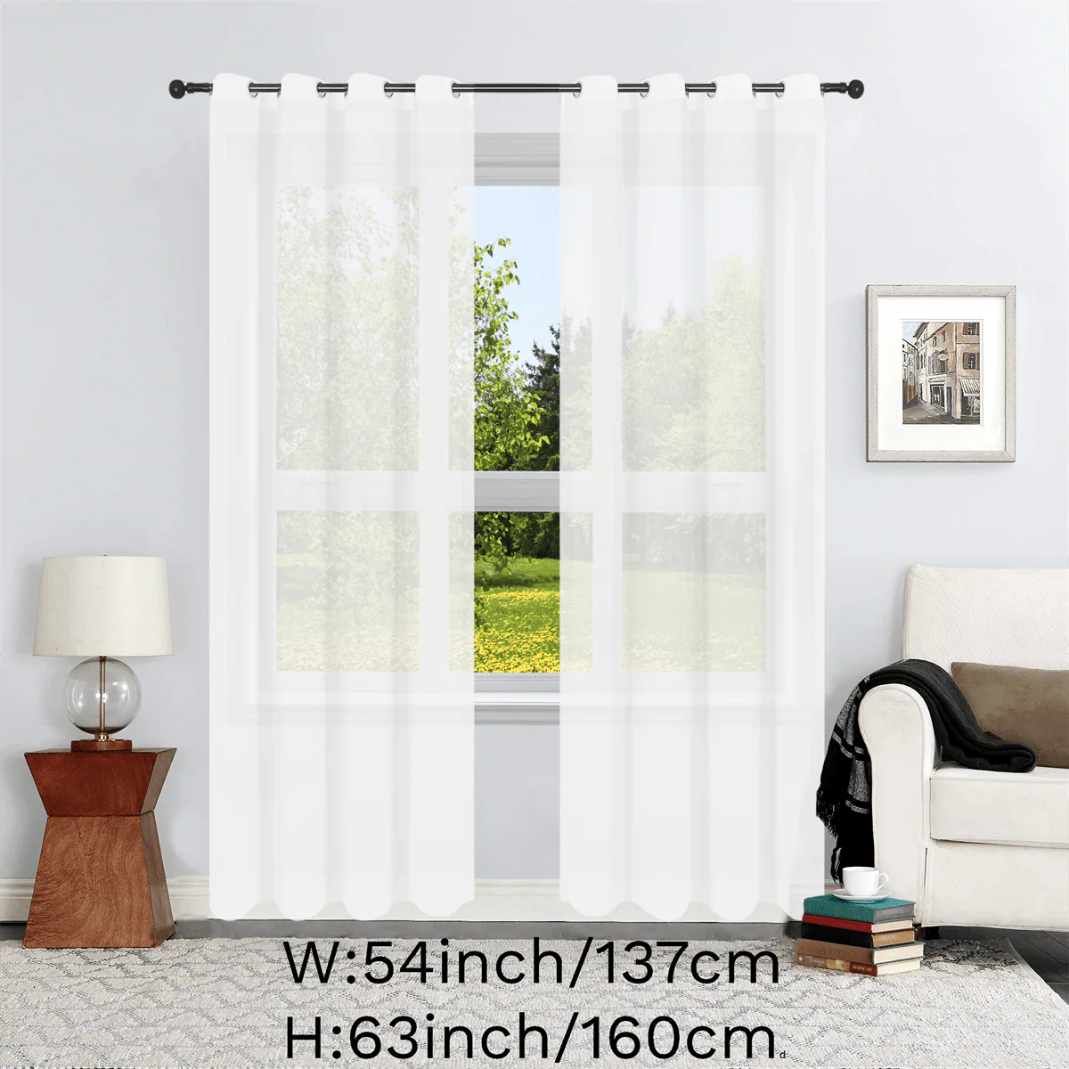 1pc Solid Lightweight Voile Sheer Curtain Panel - Soft, Light-Filtering, Grommet Top, Easy Hang - Perfect for Living Room, Dining Room Home Decor, Filtering Natural Light, Enhancing Interior Ambiance - Deanwangkt