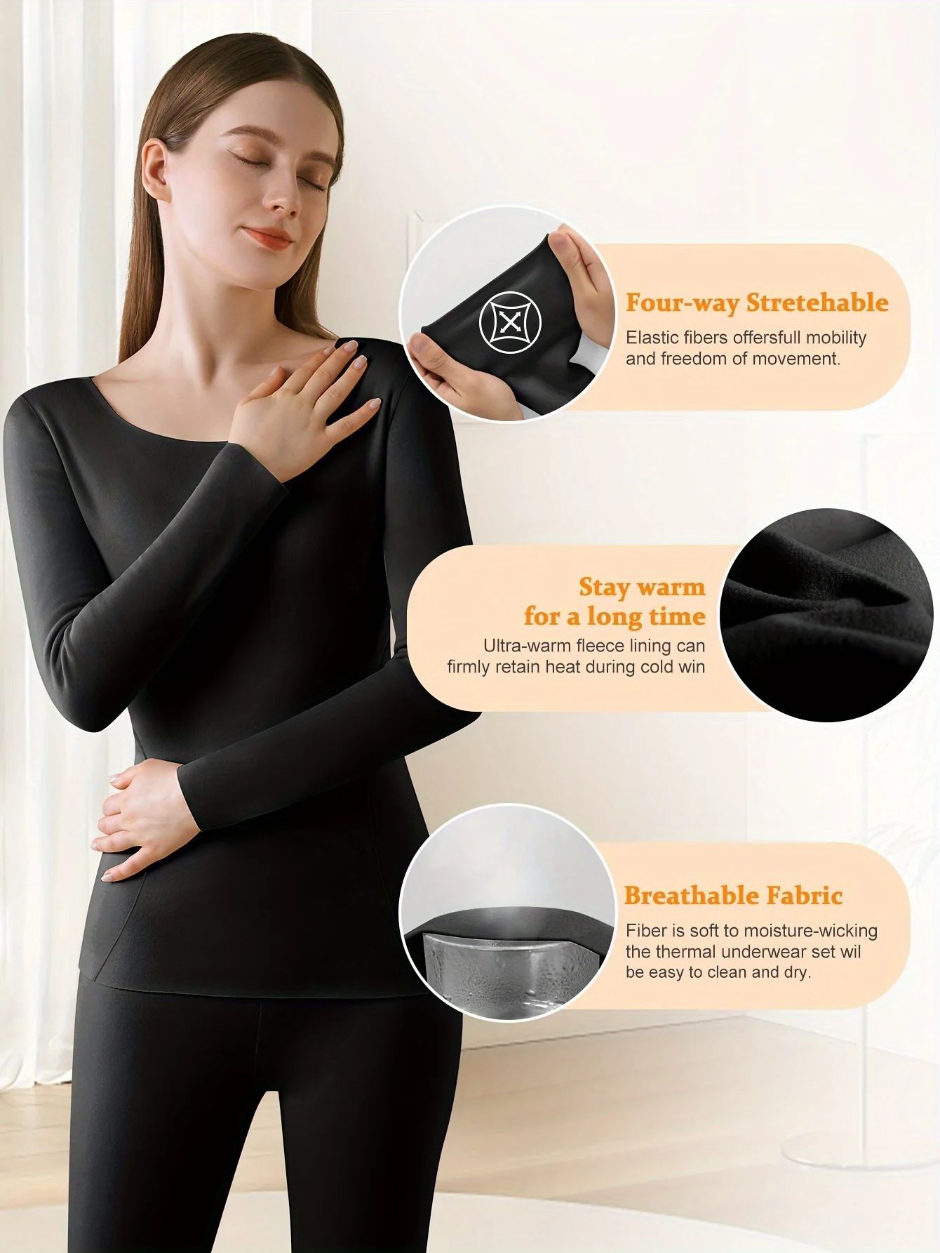 Stay Warm in Style: Seamless Plush-Lined Thermal Top | Durable, Mid-Elasticity Knit Fabric | Women's Slim-Fit Winter Essential - Deanwangkt